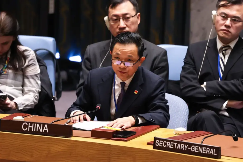 China's former Deputy UN Ambassador, Dai Bing, speaks after a vote to approve a resolution that 