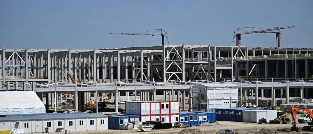 Picture taken on May 5, 2024 shows the construction site for a plant of Chinese battery manufacturer CATL near Hungary's second largest city Debrecen. The company is building its second European factory with support from the Hungarian government. As one of China's closest allies in Europe, Hungary will seek to strengthen its ties with the Asian power, when President Xi Jinping wraps up his European tour in Budapest from May 8, 2024. (Photo by ATTILA KISBENEDEK / AFP) (Photo by ATTILA KISBENEDEK/AFP via Getty Images)