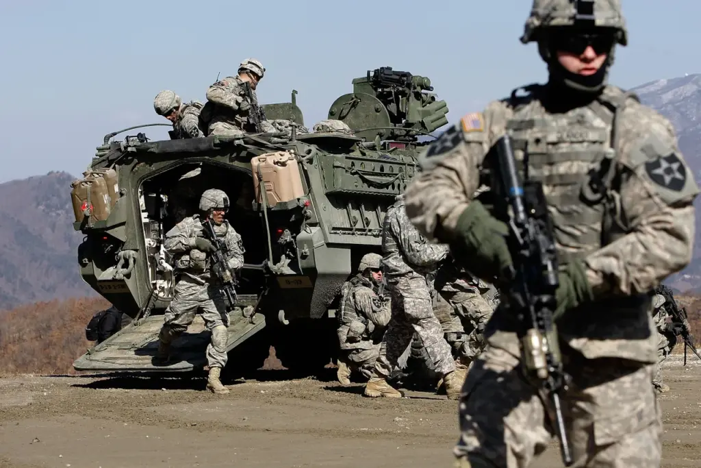 Military personnel from the United States Forces Korea take part in Stryker Live-Fire Nightmare Range military drills at XXX on March 7, 2011 in Pocheon, South Korea. The annual combined Field Training Exercise, part of Foal Eagle 2011, is conducted between the Republic of Korea and United States forces and is one of the largest annual military training exercises in the world. The annual training has in the past caused tensions with North Korea.