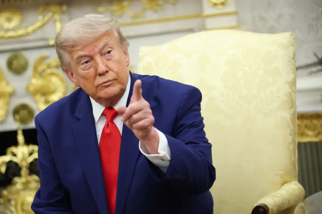 President Trump Meets With Lebanese President Joseph Aoun WASHINGTON, DC - JULY 21: U.S. President Donald Trump takes questions from the media during a bilateral meeting with President of Lebanon Joseph Aoun in the Oval Office of the White House on July 21, 2026 in Washington, DC. Aoun is visiting the White House on the final day of a four-day trip to Washington to discuss the conflict between Israel and Hezbollah as the Israeli military begins its first limited withdrawal from Lebanon following last month’s U.S.-brokered agreement. (Photo by Kevin Dietsch/Getty Images)